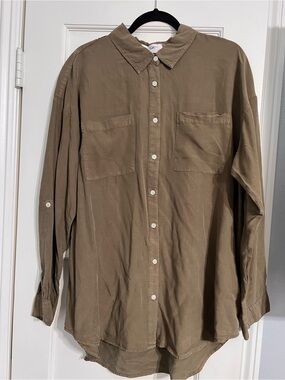 Classic woman’s Button-Down Shirt in Olive green